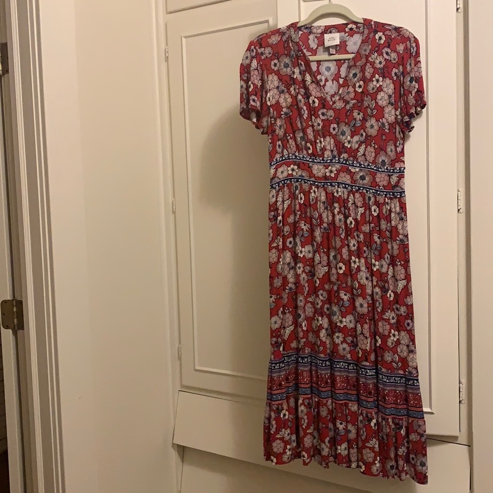 Red Floral Knox Rose Dress Small